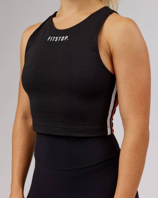 Z8RH178 LSKD Frauen Fitstop Aufwärmtank – schwarz Bekleidung