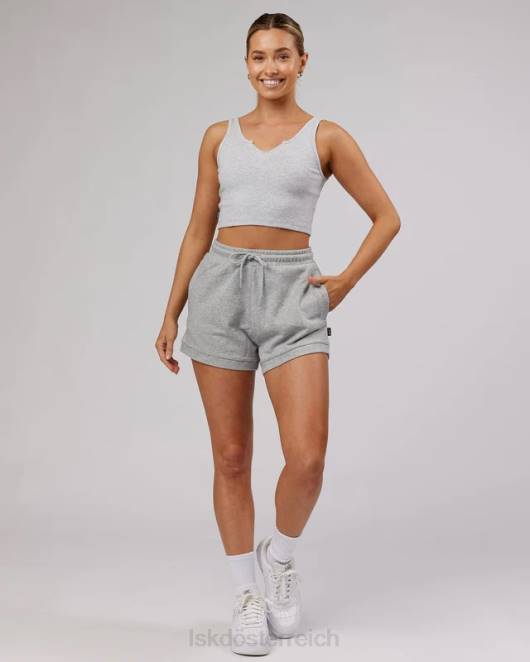 Z8RH189 LSKD Frauen Feldgeripptes Tanktop mit V-Ausschnitt – Hellgrau meliert Bekleidung