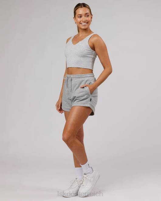 Z8RH189 LSKD Frauen Feldgeripptes Tanktop mit V-Ausschnitt – Hellgrau meliert Bekleidung