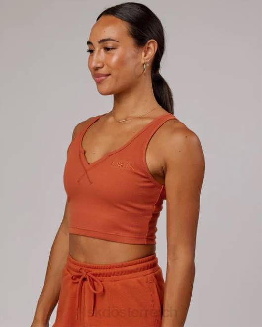 Z8RH191 LSKD Frauen Feldgeripptes Tanktop mit V-Ausschnitt – Kastanienbraun Bekleidung