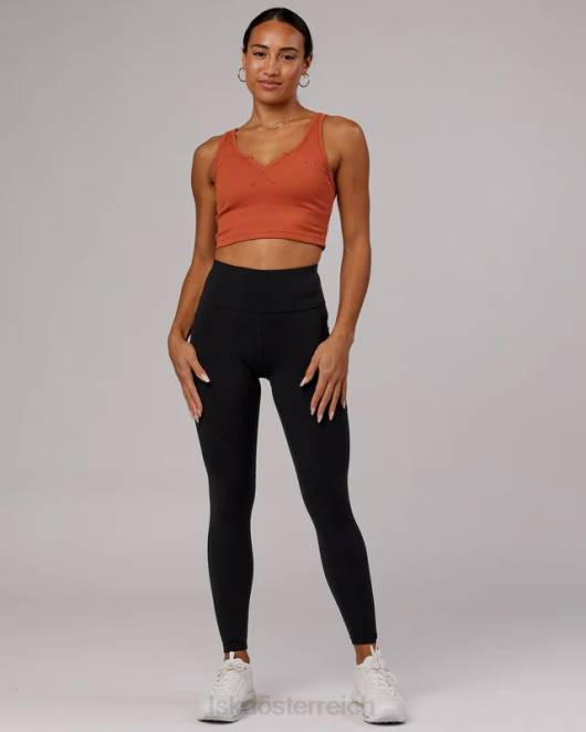 Z8RH191 LSKD Frauen Feldgeripptes Tanktop mit V-Ausschnitt – Kastanienbraun Bekleidung