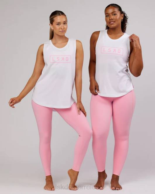 Z8RH193 LSKD Frauen Luna Tank – weiß-rosa Zuckerguss Bekleidung
