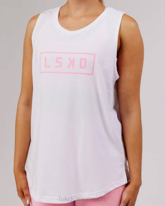 Z8RH193 LSKD Frauen Luna Tank – weiß-rosa Zuckerguss Bekleidung