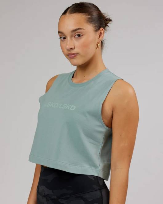 Z8RH194 LSKD Frauen Speedway flxcotton kurzes Tanktop – Frost Bekleidung