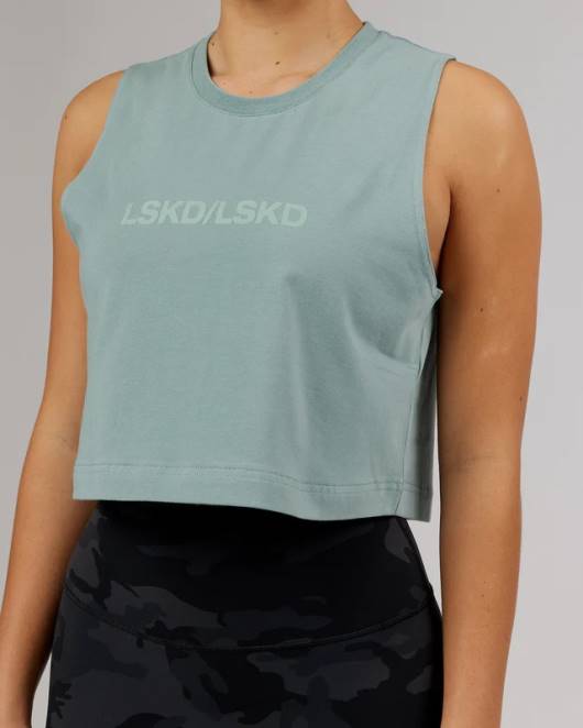 Z8RH194 LSKD Frauen Speedway flxcotton kurzes Tanktop – Frost Bekleidung