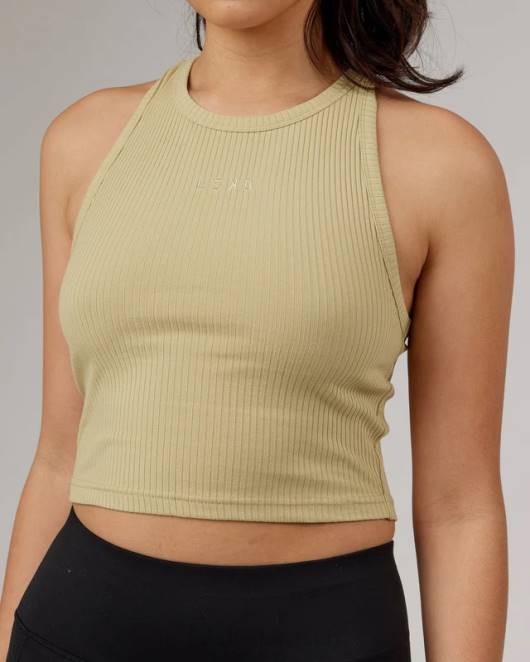 Z8RH196 LSKD Frauen Geripptes Squad-Tanktop – helles Khaki Bekleidung