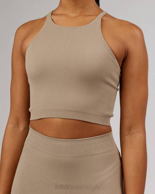 Z8RH200 LSKD Frauen Minimales, nahtloses, geripptes Tanktop – Taupe Bekleidung