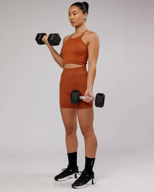 Z8RH202 LSKD Frauen Minimales, nahtloses, geripptes Tanktop – kastanienbraun Bekleidung