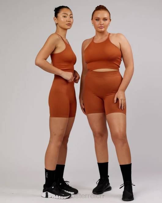 Z8RH202 LSKD Frauen Minimales, nahtloses, geripptes Tanktop – kastanienbraun Bekleidung