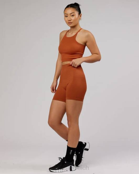 Z8RH202 LSKD Frauen Minimales, nahtloses, geripptes Tanktop – kastanienbraun Bekleidung