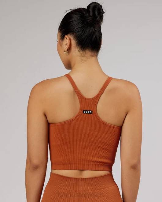 Z8RH202 LSKD Frauen Minimales, nahtloses, geripptes Tanktop – kastanienbraun Bekleidung