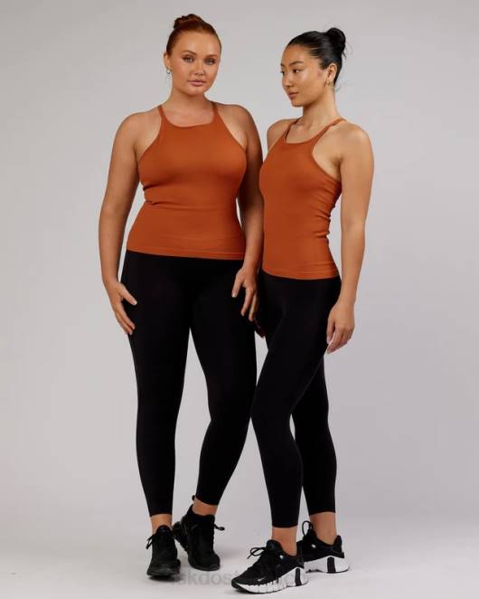 Z8RH209 LSKD Frauen Minimales, nahtloses, geripptes Tanktop – kastanienbraun Bekleidung