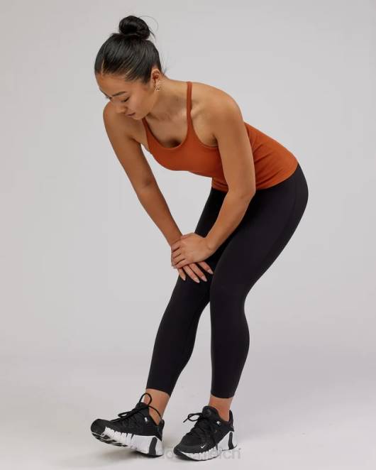 Z8RH209 LSKD Frauen Minimales, nahtloses, geripptes Tanktop – kastanienbraun Bekleidung