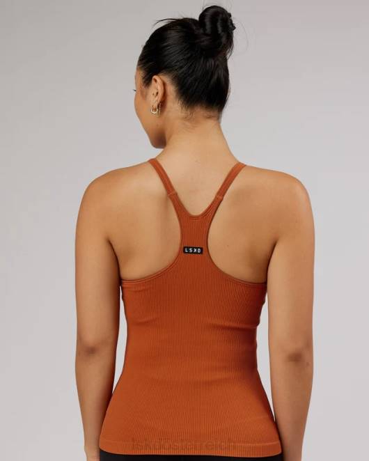 Z8RH209 LSKD Frauen Minimales, nahtloses, geripptes Tanktop – kastanienbraun Bekleidung