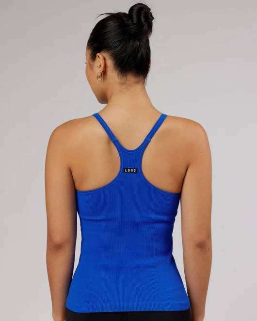 Z8RH211 LSKD Frauen Minimales, nahtloses, geripptes Tanktop – kräftiges Blau Bekleidung