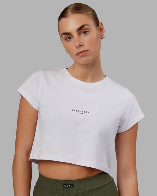 Z8RH221 LSKD Frauen Frontrunner-Baby-T-Shirt – weiß Bekleidung