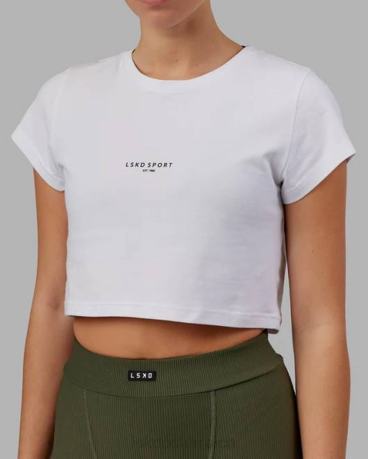 Z8RH221 LSKD Frauen Frontrunner-Baby-T-Shirt – weiß Bekleidung