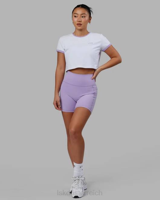 Z8RH236 LSKD Frauen Excel-Ringer-T-Shirt – weiß-blasslila Bekleidung