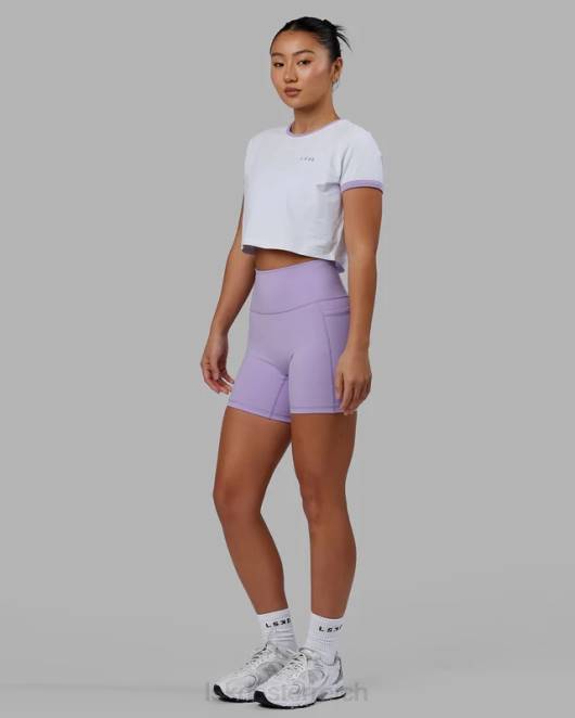 Z8RH236 LSKD Frauen Excel-Ringer-T-Shirt – weiß-blasslila Bekleidung