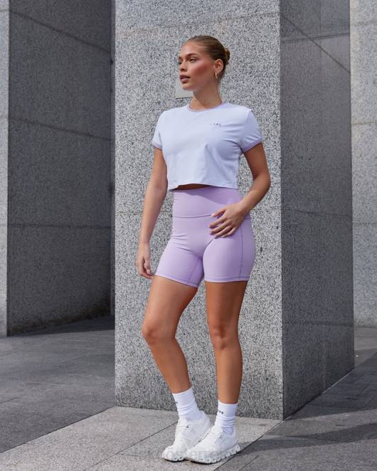 Z8RH236 LSKD Frauen Excel-Ringer-T-Shirt – weiß-blasslila Bekleidung