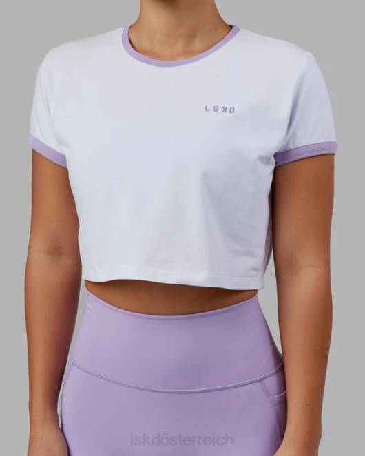 Z8RH236 LSKD Frauen Excel-Ringer-T-Shirt – weiß-blasslila Bekleidung
