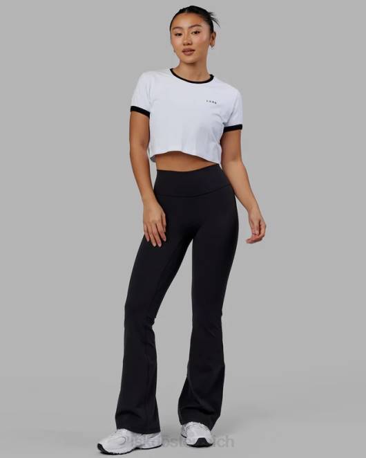 Z8RH242 LSKD Frauen Excel-Ringer-T-Shirt – weiß-schwarz Bekleidung