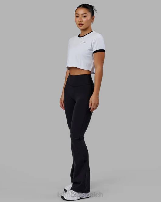 Z8RH242 LSKD Frauen Excel-Ringer-T-Shirt – weiß-schwarz Bekleidung