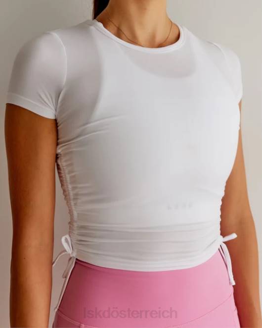 Z8RH266 LSKD Frauen Kick-on-Kurz-T-Shirt – weiß Bekleidung