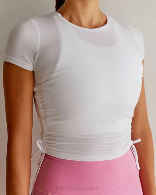 Z8RH266 LSKD Frauen Kick-on-Kurz-T-Shirt – weiß Bekleidung