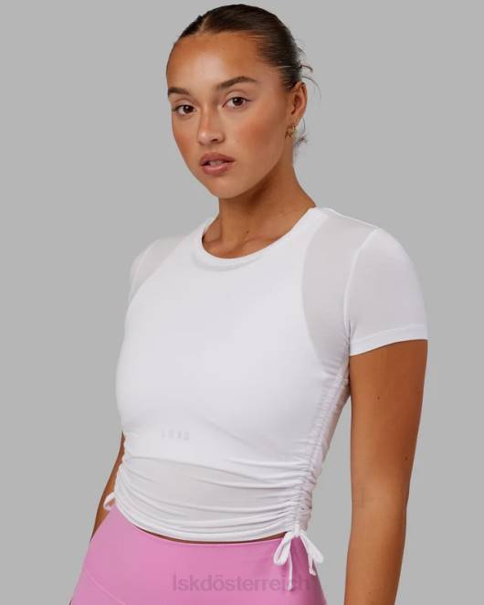 Z8RH266 LSKD Frauen Kick-on-Kurz-T-Shirt – weiß Bekleidung