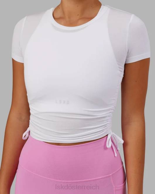 Z8RH266 LSKD Frauen Kick-on-Kurz-T-Shirt – weiß Bekleidung