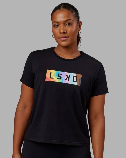 Z8RH271 LSKD Frauen Together T-Shirt – Pride-Schwarz Bekleidung