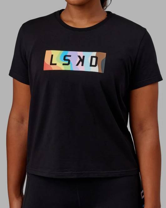 Z8RH271 LSKD Frauen Together T-Shirt – Pride-Schwarz Bekleidung
