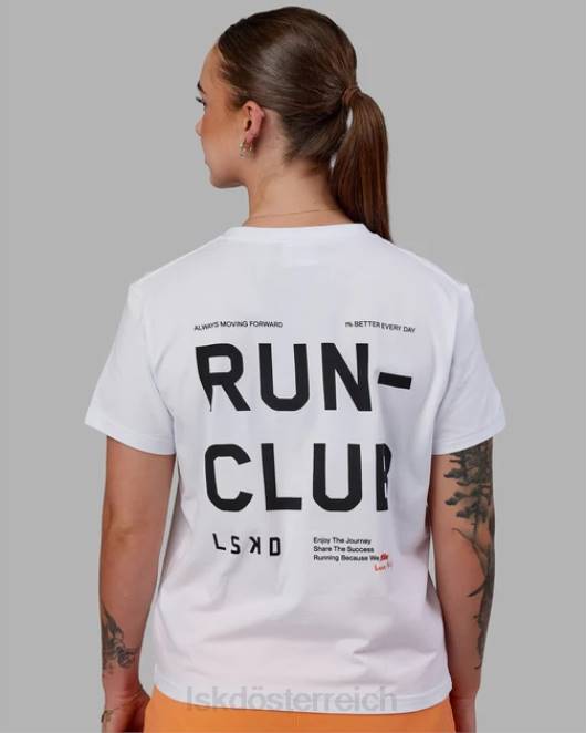 Z8RH279 LSKD Frauen Love the Run FLXCotton T-Shirt – weiß-schwarz Bekleidung