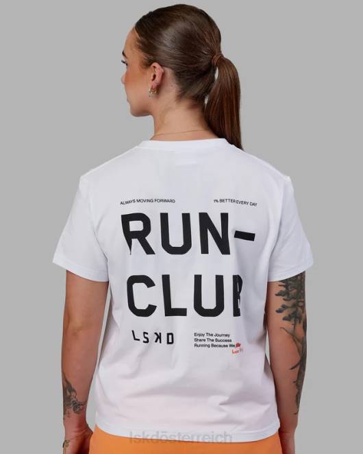 Z8RH279 LSKD Frauen Love the Run FLXCotton T-Shirt – weiß-schwarz Bekleidung
