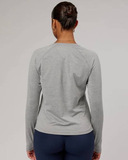 Z8RH281 LSKD Frauen perform vapourflx ls tee – lt grey marl Bekleidung