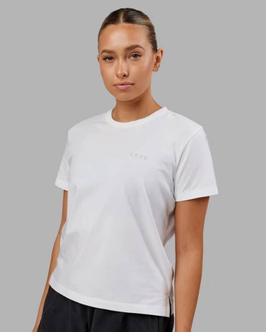 Z8RH290 LSKD Frauen Deluxe-Pimaflx-T-Shirt – weiß Bekleidung