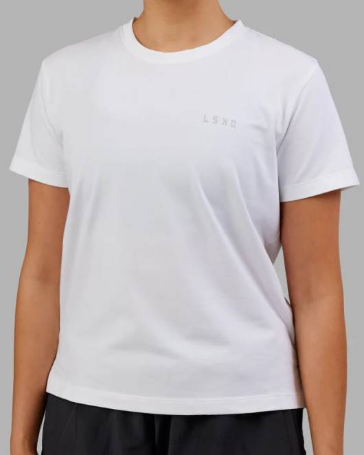 Z8RH290 LSKD Frauen Deluxe-Pimaflx-T-Shirt – weiß Bekleidung