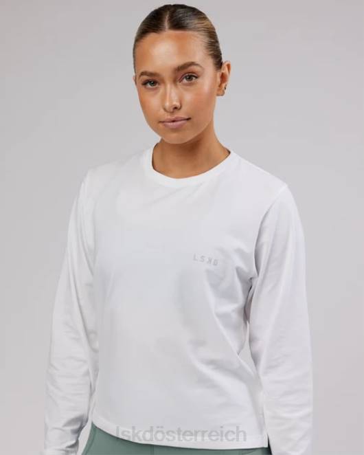Z8RH291 LSKD Frauen Deluxe Pimaflx LS-T-Shirt – weiß Bekleidung