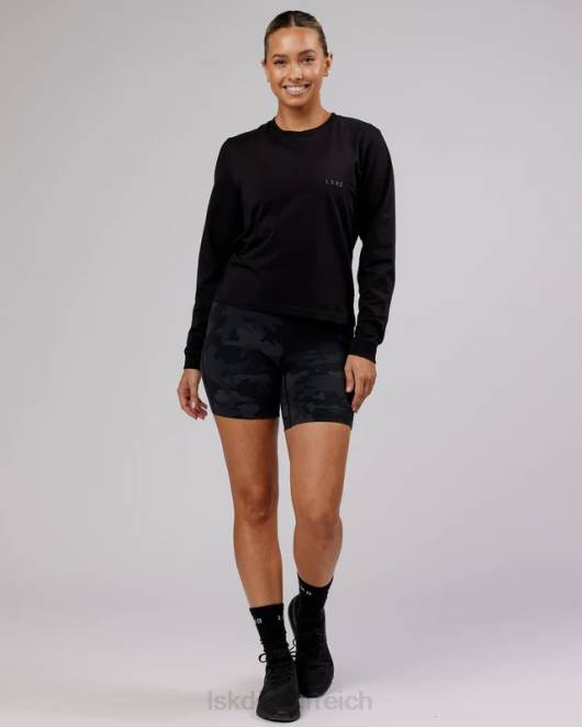 Z8RH301 LSKD Frauen Deluxe Pimaflx LS-T-Shirt – Schwarz Bekleidung