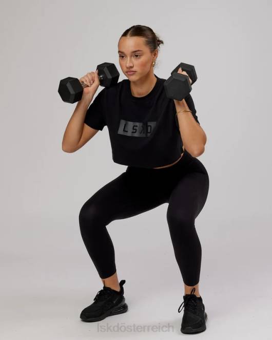 Z8RH302 LSKD Frauen Rapid Flxdry kurzes T-Shirt – schwarz Bekleidung