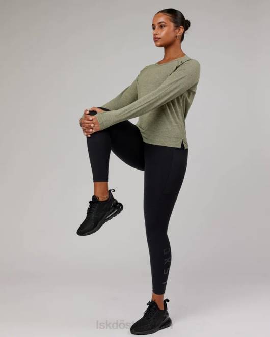 Z8RH304 LSKD Frauen perform vapourflx ls tee – olive marl Bekleidung