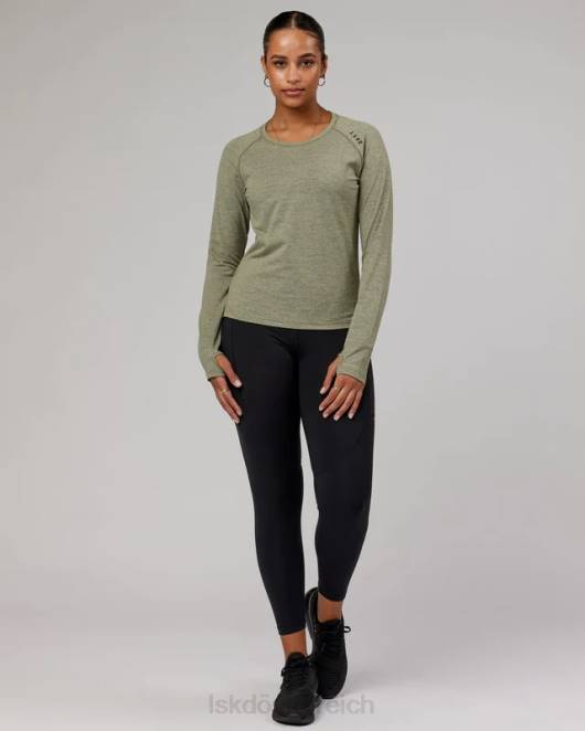 Z8RH304 LSKD Frauen perform vapourflx ls tee – olive marl Bekleidung