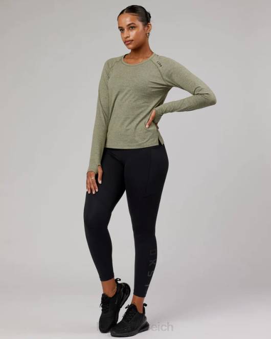 Z8RH304 LSKD Frauen perform vapourflx ls tee – olive marl Bekleidung