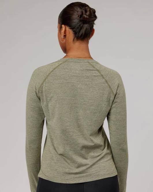 Z8RH304 LSKD Frauen perform vapourflx ls tee – olive marl Bekleidung