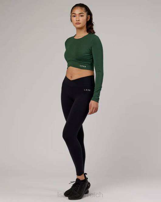 Z8RH333 LSKD Frauen eingewickeltes ls-t-shirt - tannennadel Bekleidung