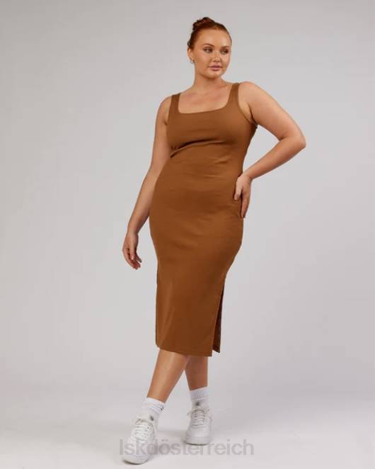 Z8RH503 LSKD Frauen Ava geripptes Tankkleid – Kamel Bekleidung