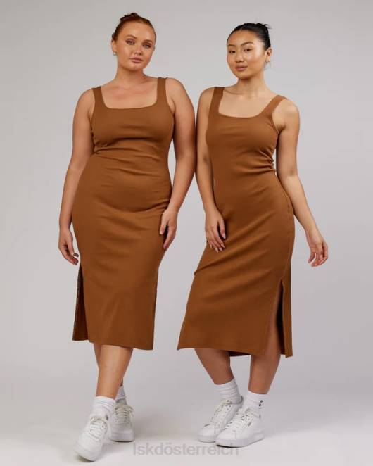 Z8RH503 LSKD Frauen Ava geripptes Tankkleid – Kamel Bekleidung