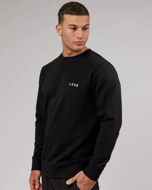 Z8RH1028 LSKD Männer Athlet ForgedFleecepullover – Schwarz Bekleidung