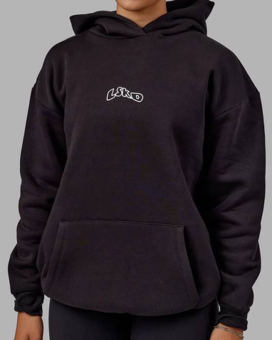 Z8RH1030 LSKD Männer Mad Happy Kapuzenpullover in Übergröße – Schwarz Bekleidung